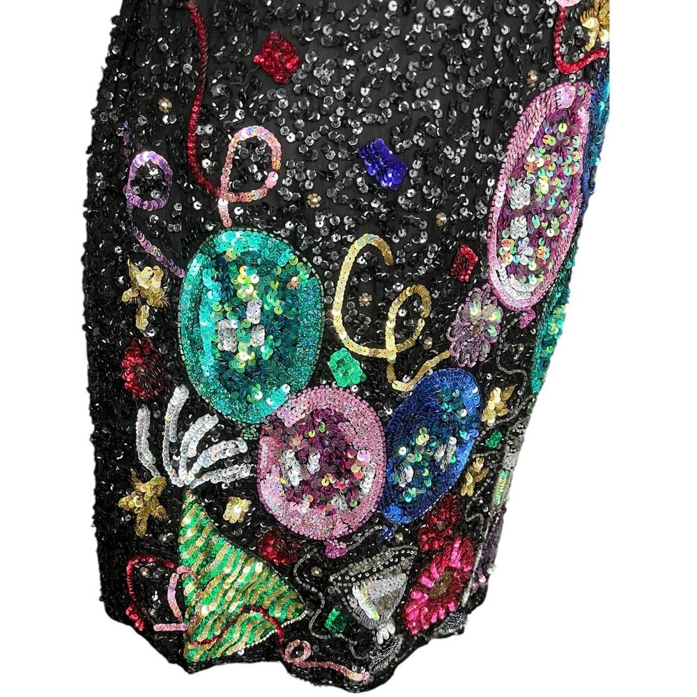 Laurence kazar vintage sequin New Year’s Eve mini dress multicolor size large - Picture 3 of 13
